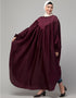 Women Yoke and Gathered Front and Back Pleated sleeve Free size Kaftan abaya Close-up View