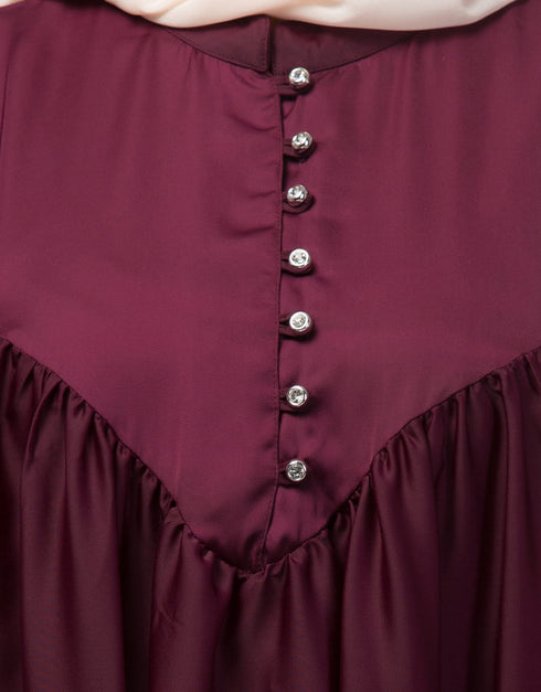 Women Yoke and Gathered Front and Back Pleated sleeve Free size Kaftan abaya Side View