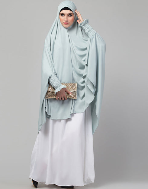 Sky Sage Polyester Head Covers Hijab Close-up View