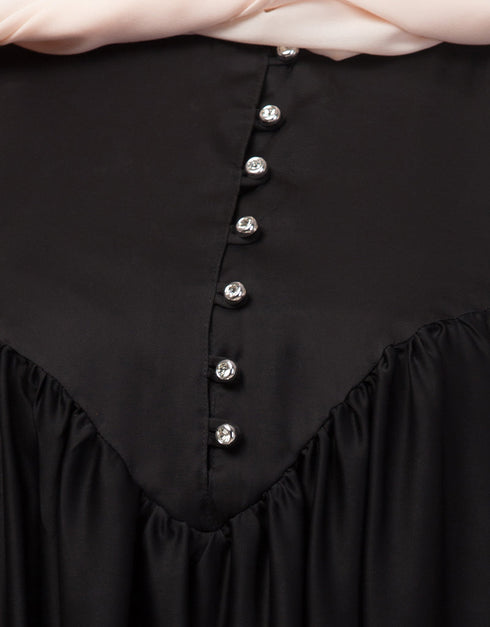 Arabic Yoke and Gathered Front and Back Pleated sleeve Free size Kaftan abaya Back View