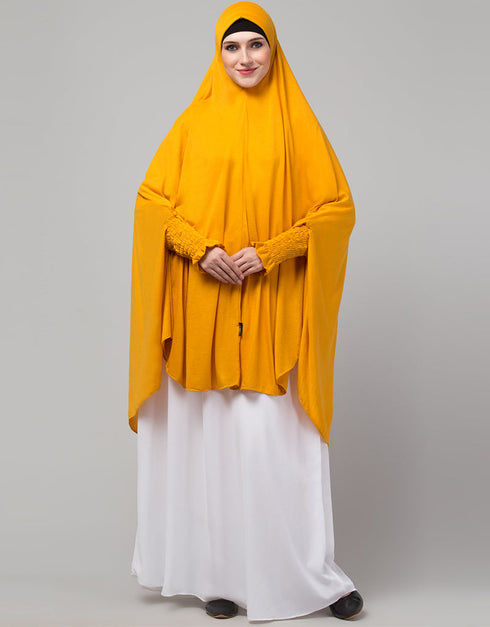 Musturd Polyester Knits Head Covers Hijab Front View