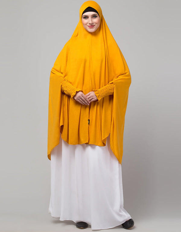 Musturd Polyester Knits Head Covers Hijab Front View