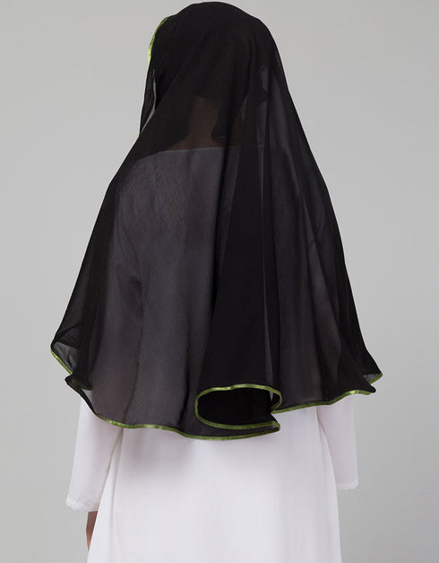 Green Polyester Georgette Head Covers Hijab Side View