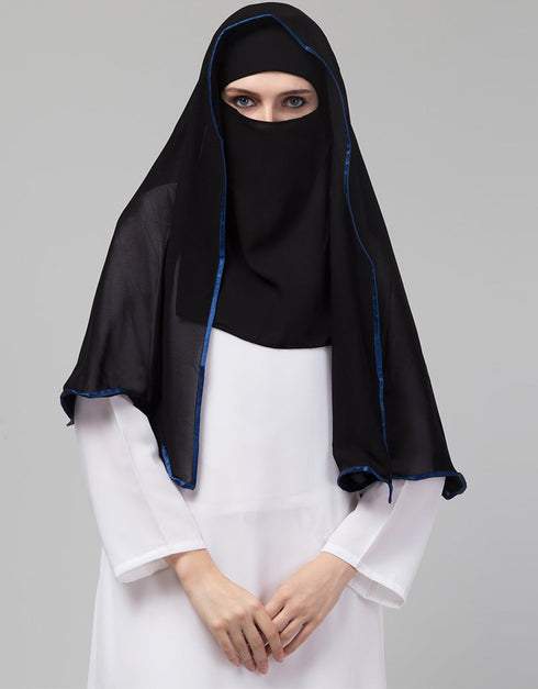 Blue Polyester Georgette Head Covers Hijab Front View