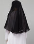 Black With Grey Polyester Georgette Head Covers Hijab Side View