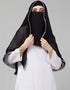 Black With Grey Polyester Georgette Head Covers Hijab Front View