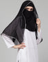 Black With Grey Polyester Georgette Head Covers Hijab Back View