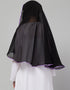 Black With Purple Polyester Georgette Head Covers Hijab Side View