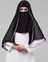 Black With Purple Polyester Georgette Head Covers Hijab Front View