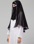 Black With Purple Polyester Georgette Head Covers Hijab Back View