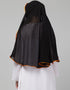 Black With Orange Polyester Georgette Head Covers Hijab Back View
