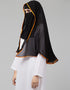 Black With Orange Polyester Georgette Head Covers Hijab Side View