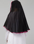 Black With Pink Polyester Georgette Head Covers Hijab Side View