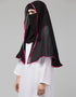 Black With Pink Polyester Georgette Head Covers Hijab Back View