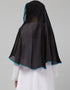 Black With Aqua Blue Polyester Georgette Head Covers Hijab Side View