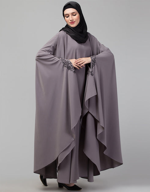 Islamic Embroidered Irani Kaftan In Light purple Color Side View