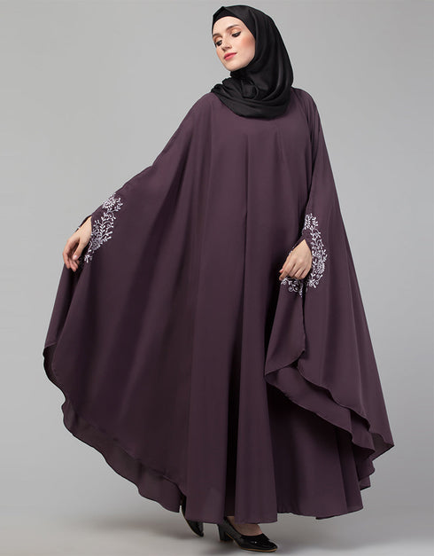 Muslim Embroidered Irani Kaftan In Dusty purple Color Side View