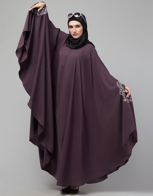 Muslim Embroidered Irani Kaftan In Dusty purple Color Additional Angles
