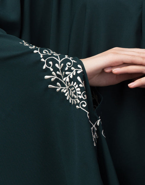Dubai Embroidered Irani Kaftan In Bottle Green Color Lifestyle Images