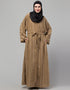 Muslimah Beautiful Trendy Beige Color Abaya Front View