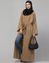 Muslimah Beautiful Trendy Beige Color Abaya Front View