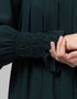 Modern Pleats at chest Smoking Sleeve Casual Abaya In Bottle Green Lifestyle Images