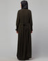 Trendy Pleats at chest Smoking Sleeve Casual Abaya Front View