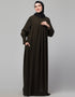 Trendy Pleats at chest Smoking Sleeve Casual Abaya Close-up View