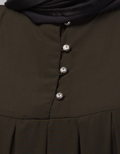 Trendy Pleats at chest Smoking Sleeve Casual Abaya Lifestyle Images