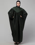 Chic Yoke and Gathered Front and Back Pleated sleeve Free size Kaftan abaya Front View