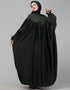 Chic Yoke and Gathered Front and Back Pleated sleeve Free size Kaftan abaya Front View