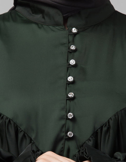 Chic Yoke and Gathered Front and Back Pleated sleeve Free size Kaftan abaya Additional Angles