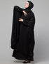 Arabic Beautiful Black Color embroidery Work Abaya Close-up View
