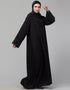 Islamic Beautiful Black Color embroidery Work Abaya Close-up View
