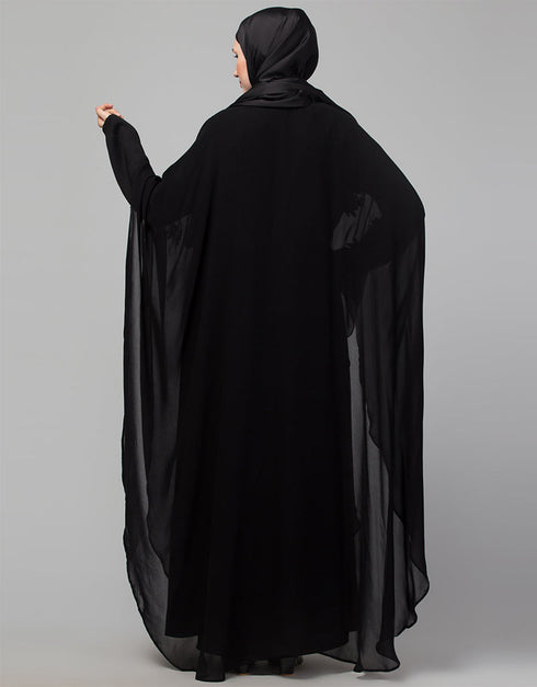 Modest Beautiful Black Color embroidery Work Abaya Front View