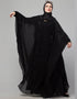 Modest Beautiful Black Color embroidery Work Abaya Back View