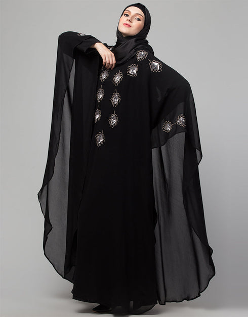 Muslim Beautiful Black Color Mirrow Work Abaya Lifestyle Images