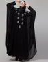 Muslim Beautiful Black Color Mirrow Work Abaya Side View