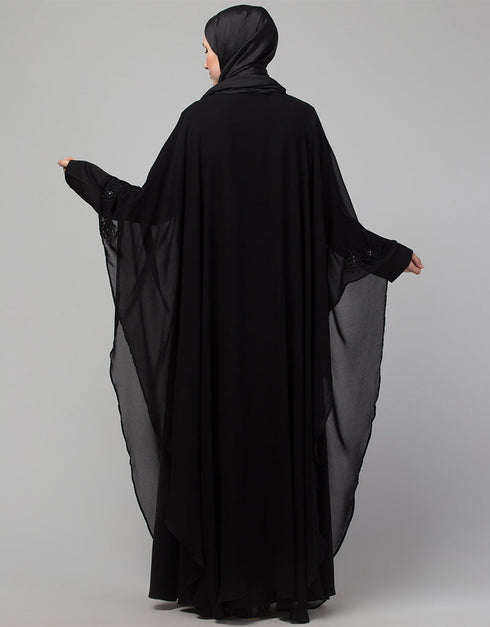 Modern Beautiful Black Color embroidery Abaya Lifestyle Images