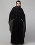 Modern Beautiful Black Color embroidery Abaya Close-up View