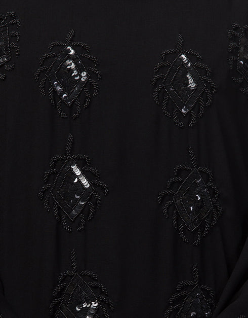 Modern Beautiful Black Color embroidery Abaya Front View