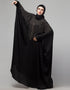 Trendy Black Shine Nida Golden Embroidery Abaya Side View