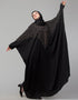 Trendy Black Shine Nida Golden Embroidery Abaya Close-up View