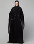 Modern Black Shine Nida Black Embroidery Abaya Front View