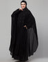 Dubai Black Shine Nida Black Embroidery Abaya Close-up View