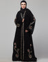 Muslim Black Shine Nida Copper Embroidery Abaya Front View