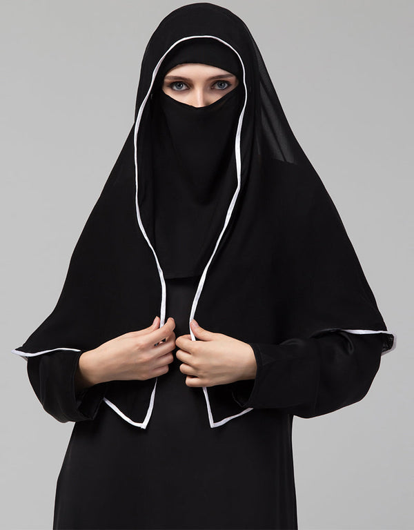 Black Georgette Head Covers Hijab Front View