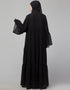 Modest Black Shine Nida Front Open Abaya Front View
