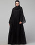 Modest Black Shine Nida Front Open Abaya Front View