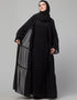 Modest Black Shine Nida Front Open Abaya Back View